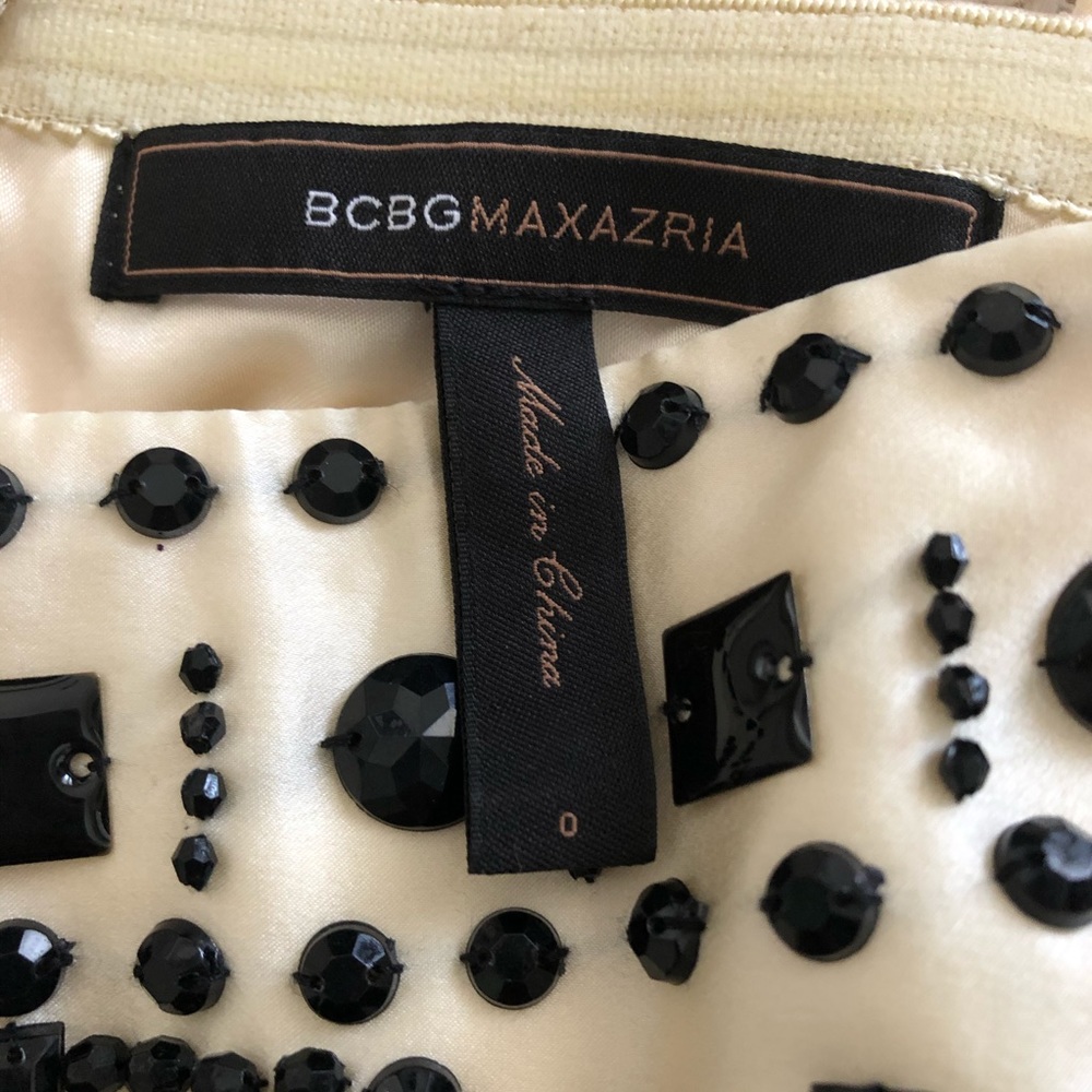 BCBG Silk ivory & black party dress size 0 - Picture 3 of 3